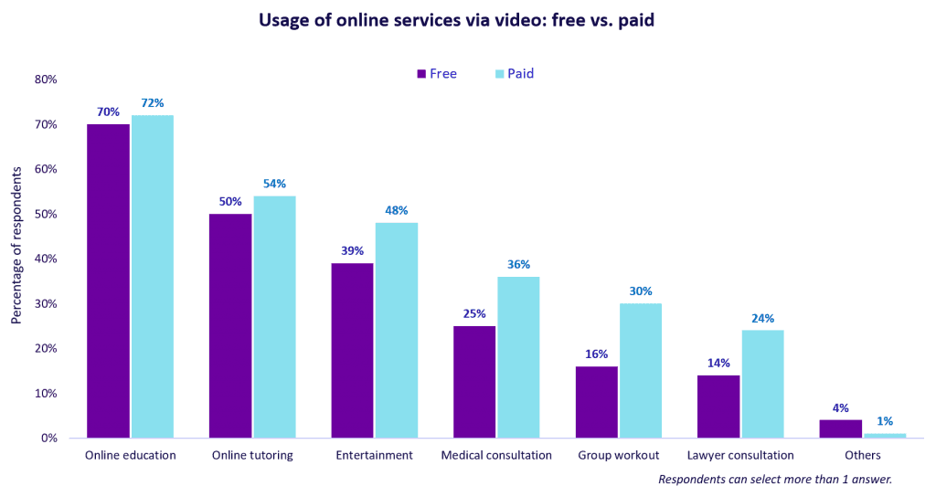 Usage of online services via video: free vs. paid