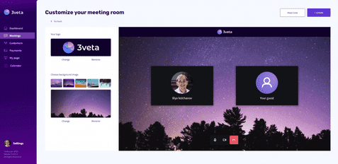 3veta Customize your meeting room screen with a logo, background image and video preview