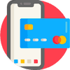 Payment card in front of a phone icon