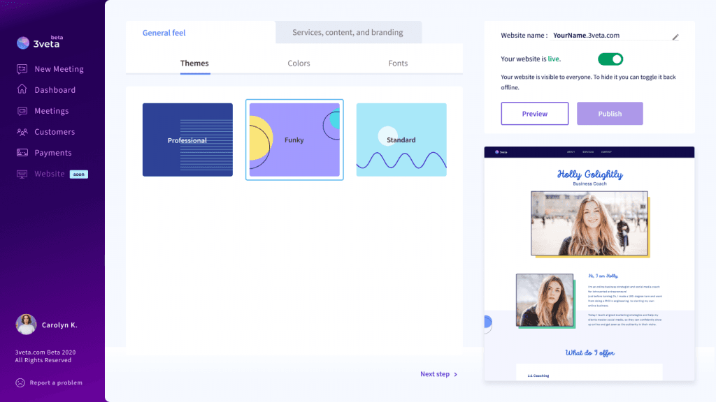 3veta website builder - look and feel