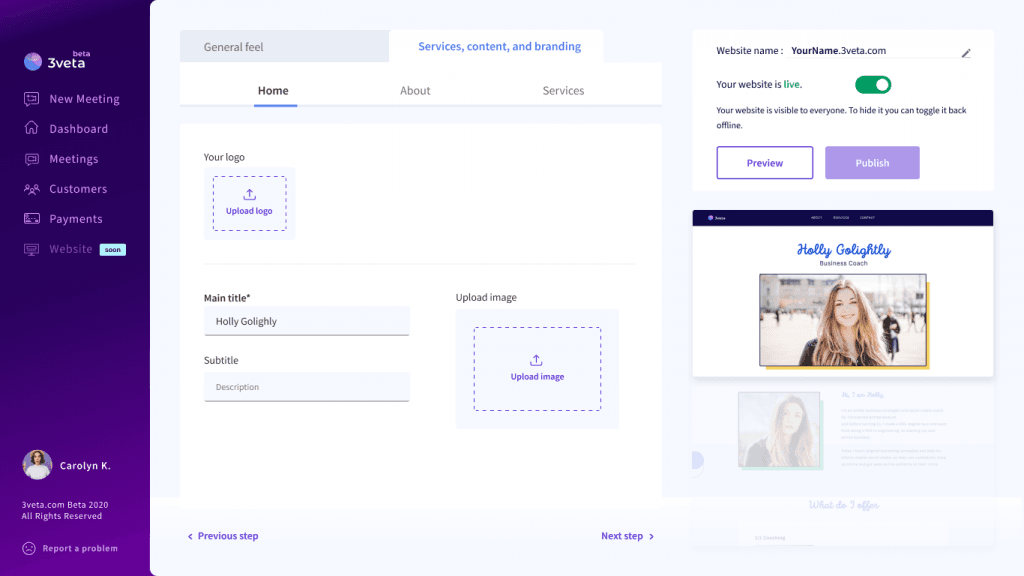 3veta website builder - your information