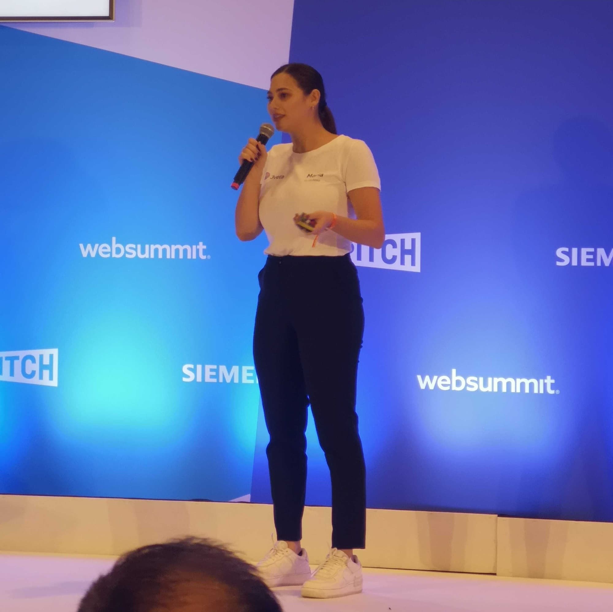 Masha pitching at WebSummit