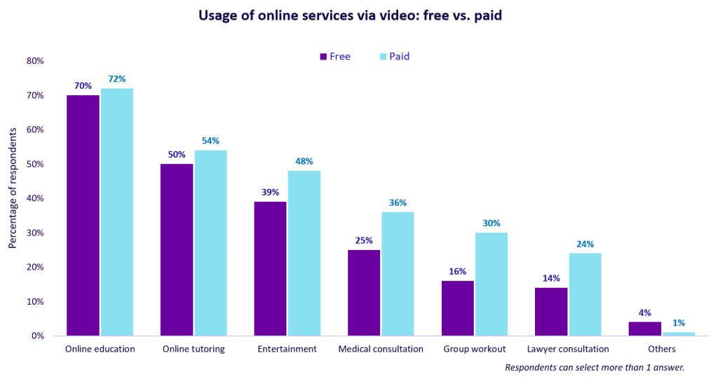 Usage of online services via video: free vs. paid