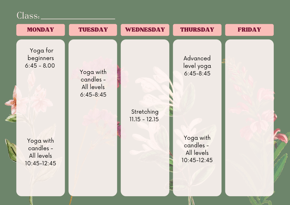 Yoga Class Schedule