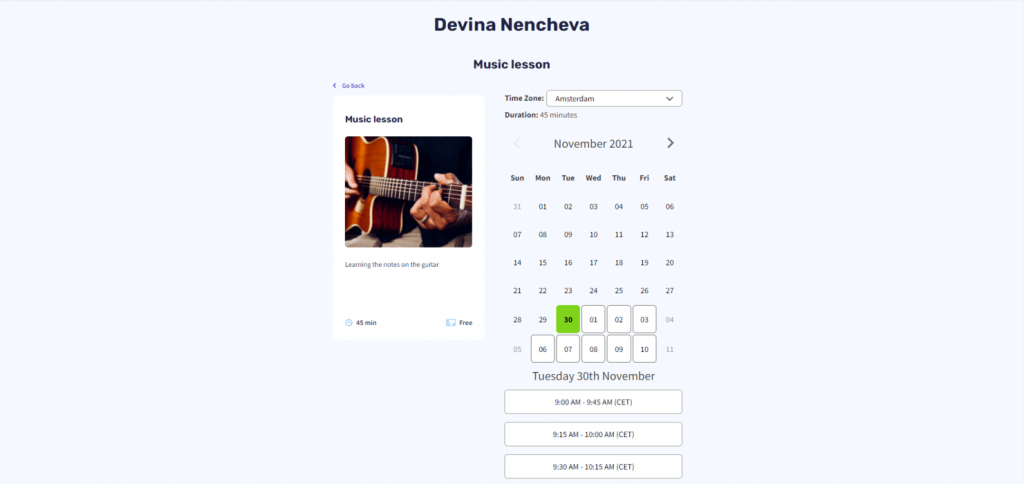 Music lesson scheduling software
